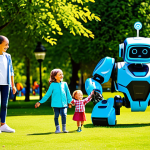 A diverse group of cheerful young children, aged 6-8, fully clothed in modest and comfortable play attire, interacting joyfully with large, friendly, cartoon-style transforming animal-like robots. The scene is set in a vibrant, sunny park, showcasing teamwork and imaginative play. One robot is mid-transformation into a colorful rescue vehicle, while another stands beside a child. Professional 3D animation, bright lighting, clean design, safe for work, appropriate content, fully clothed, family-friendly, perfect anatomy, correct proportions, natural poses, well-formed hands, proper finger count, natural body proportions, high quality.