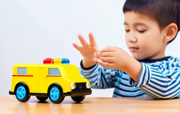 고고다이노 관련 완구 제품군 - **Prompt:** "A vibrant, cheerful scene depicting two young children, a boy around 5 years old and a ...