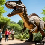 Home 23 고고다이노 테마파크 방문기 - A highly detailed, life-sized animatronic dinosaur exhibit set in a lush prehistoric forest environm...