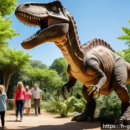 Home 17 고고다이노 테마파크 방문기 - A highly detailed, life-sized animatronic dinosaur exhibit set in a lush prehistoric forest environm...